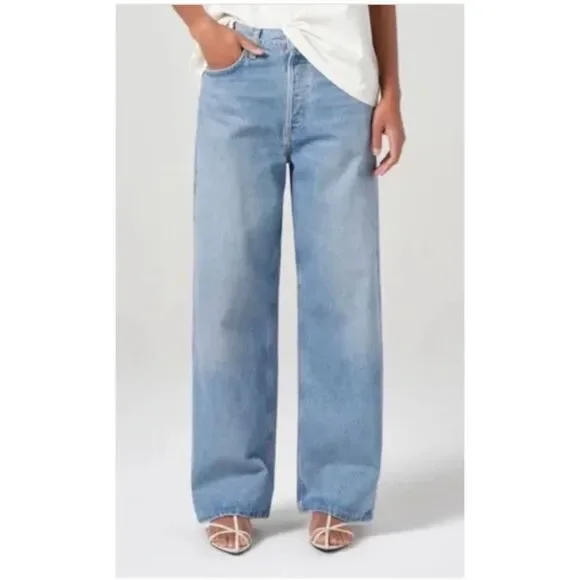 Algode Low Slung Baggy Jeans Womens 27 Blue Light Wash Libertine Relaxed Denim - Picture 1 of 15